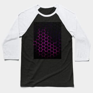 Black hot pink honeycomb geometry pattern Baseball T-Shirt